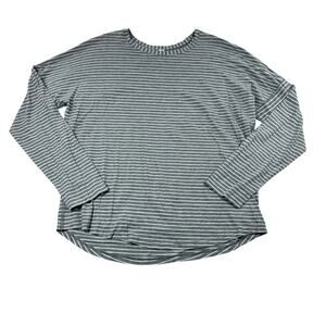 lululemon Cruiser Striped Long Sleeve 6 Grey White Pima Cotton Casual Basic
